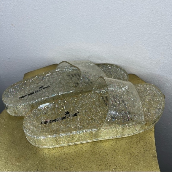 6 Montego Bay Club Gold Glitter Jelly Shoes Slip On Sandals Shimmer 90s Y2k - Picture 5 of 9